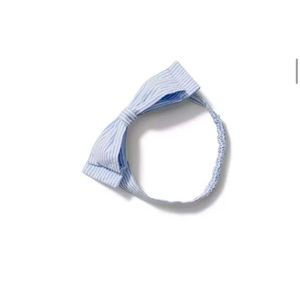 NWOT Janie & Jack baby seersucker soft bow headband white light blue stripe 🩵🤍
